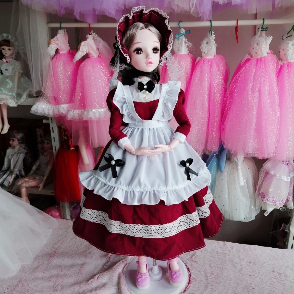 Collectible Vintage Matches - Fantasia Vintage Borgonha para Bonecas BJD