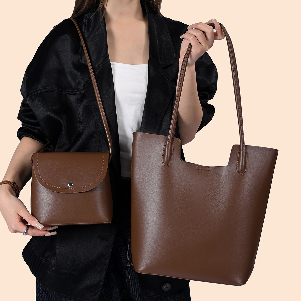 Vintage Zipper - Bolsas de Ombro em Couro PU